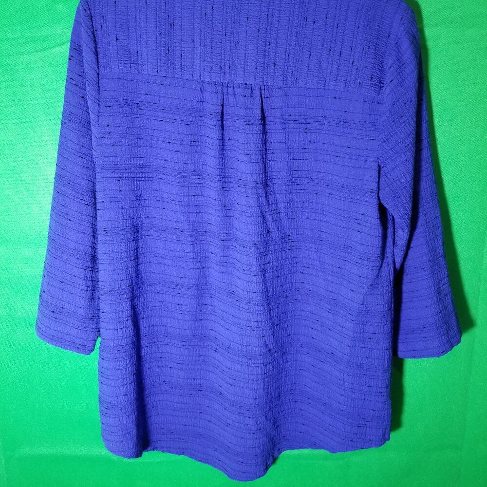 Liz Claiborne Women Medium Blue Black 3/4 Sleeve Business Work Casual Dressy - Picture 4 of 6